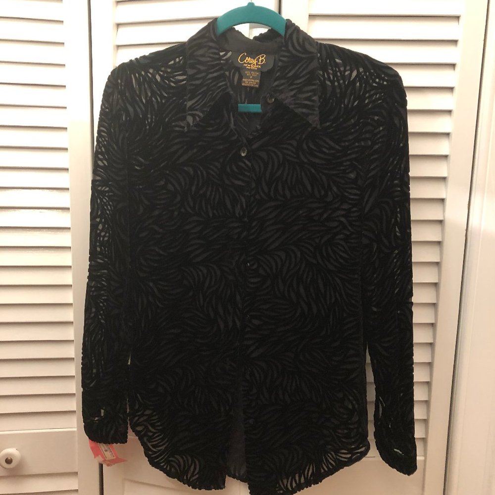 Corey B New York Petite vintage black sheer abstra